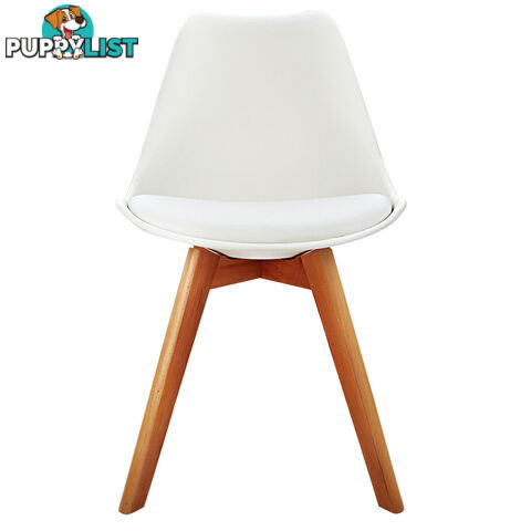 Set of 2 Dining Chair PU Leather Seat White