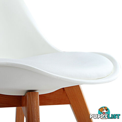 Set of 2 Dining Chair PU Leather Seat White