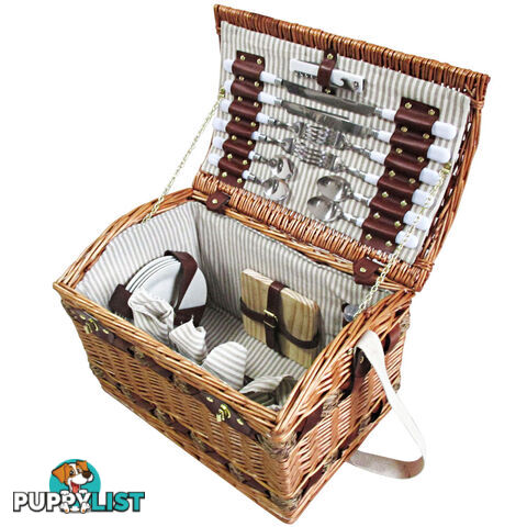 4 Person Picnic Basket Set w/ Cheese Board Blanket