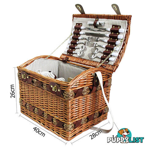 4 Person Picnic Basket Set w/ Cheese Board Blanket