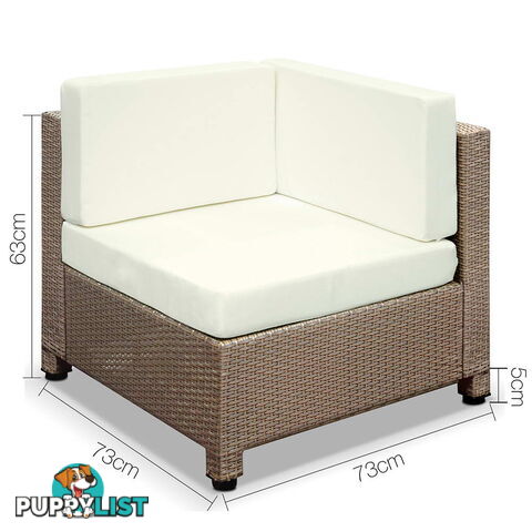 5 pcs Brown Wicker Rattan 4 Seater Outdoor Lounge Set Beige