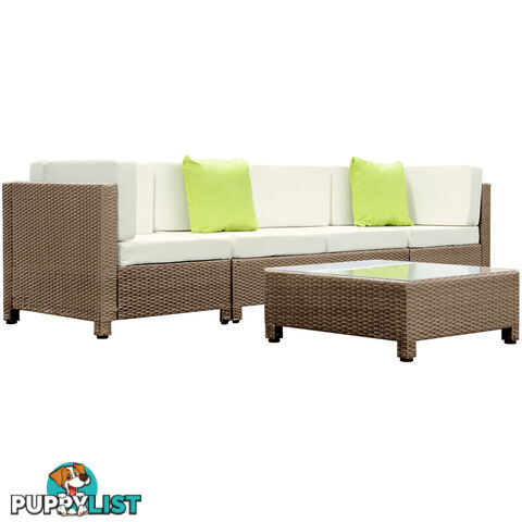 5 pcs Brown Wicker Rattan 4 Seater Outdoor Lounge Set Beige