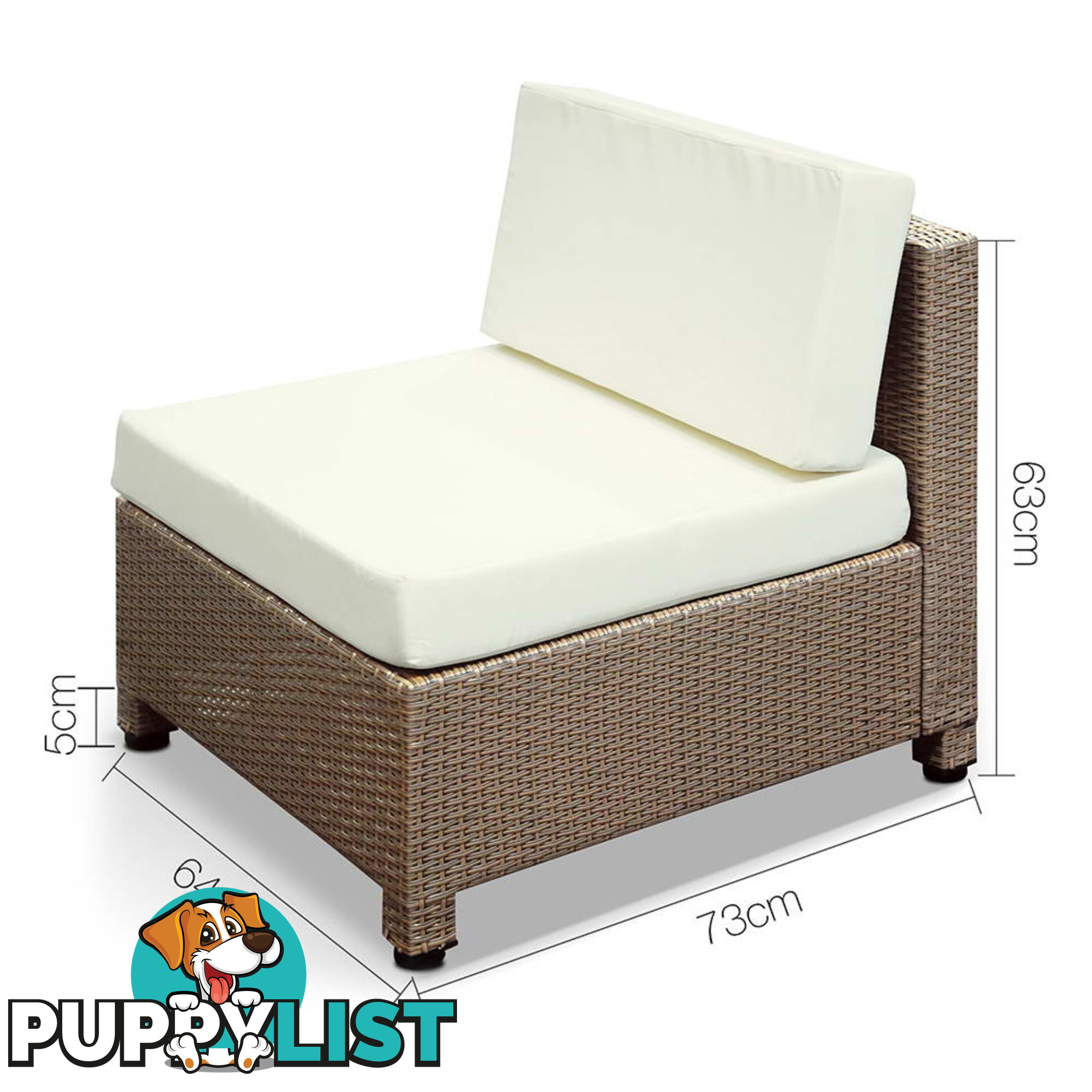 5 pcs Brown Wicker Rattan 4 Seater Outdoor Lounge Set Beige