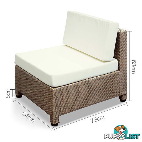 5 pcs Brown Wicker Rattan 4 Seater Outdoor Lounge Set Beige