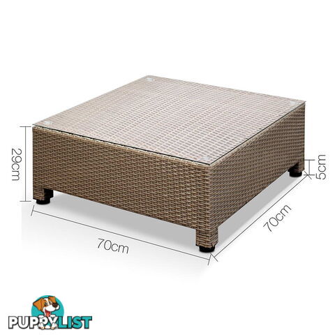 5 pcs Brown Wicker Rattan 4 Seater Outdoor Lounge Set Beige