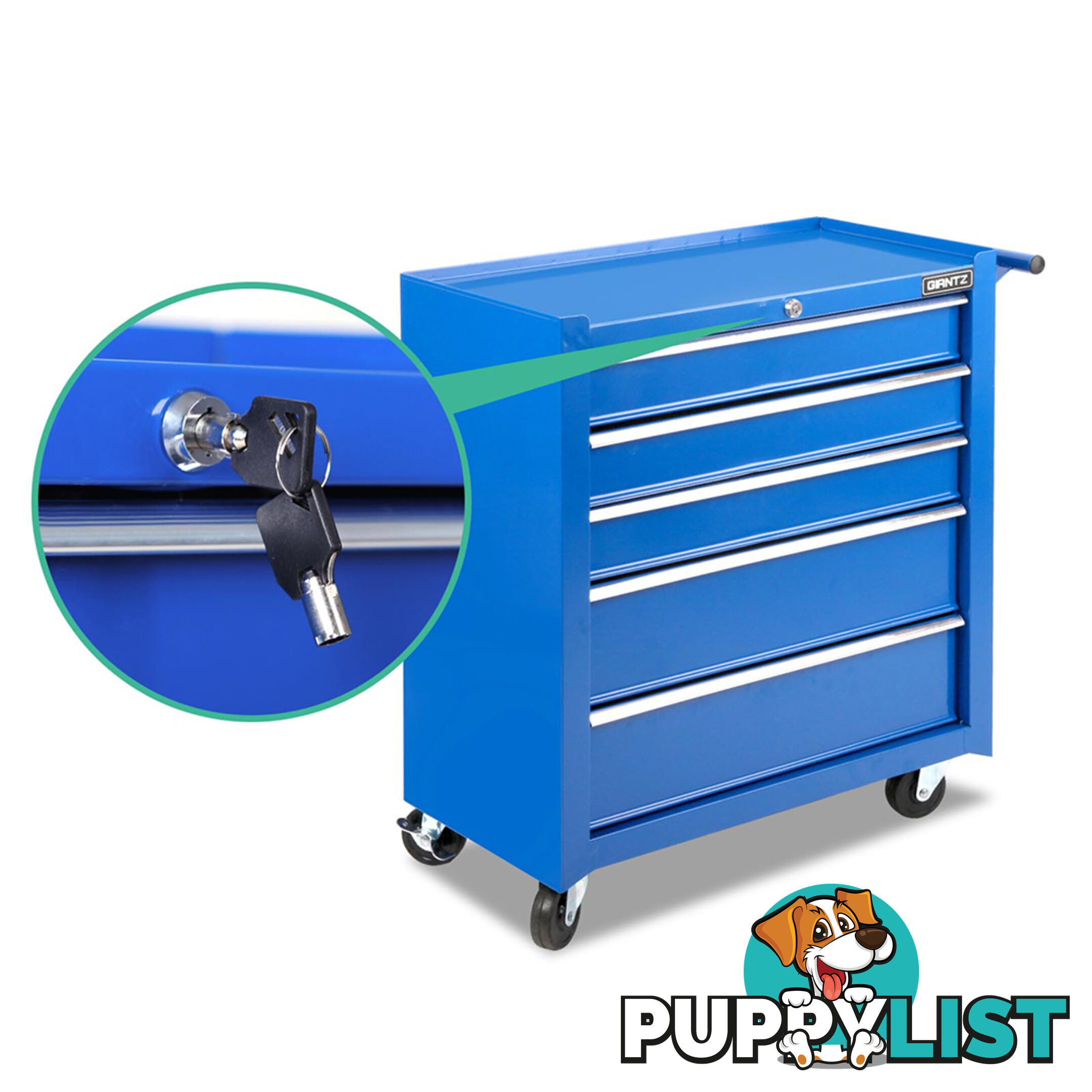 5 Drawers Roller Toolbox Cabinet  Blue