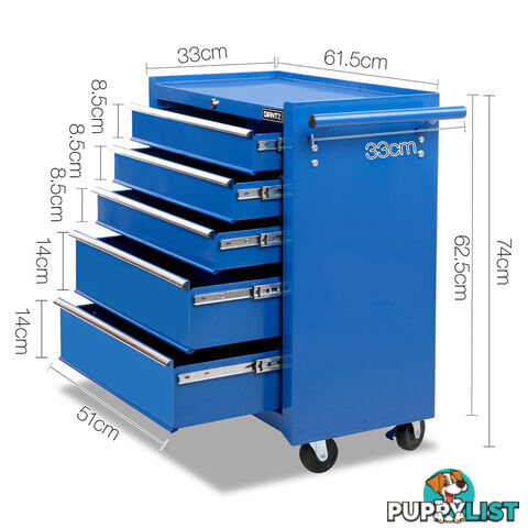 5 Drawers Roller Toolbox Cabinet  Blue