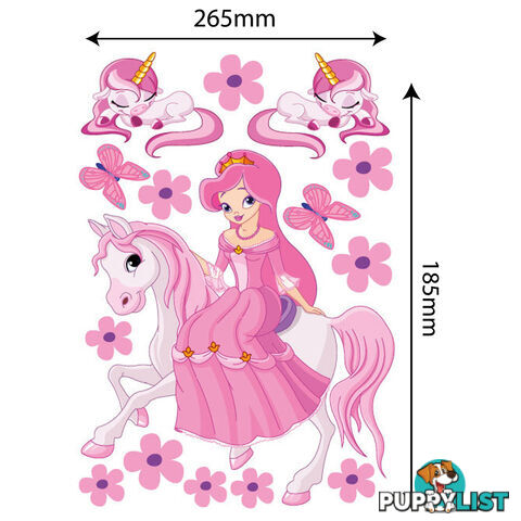 Medium Size Princess on a horse with unicorns Wall Sticker - Totally Movable