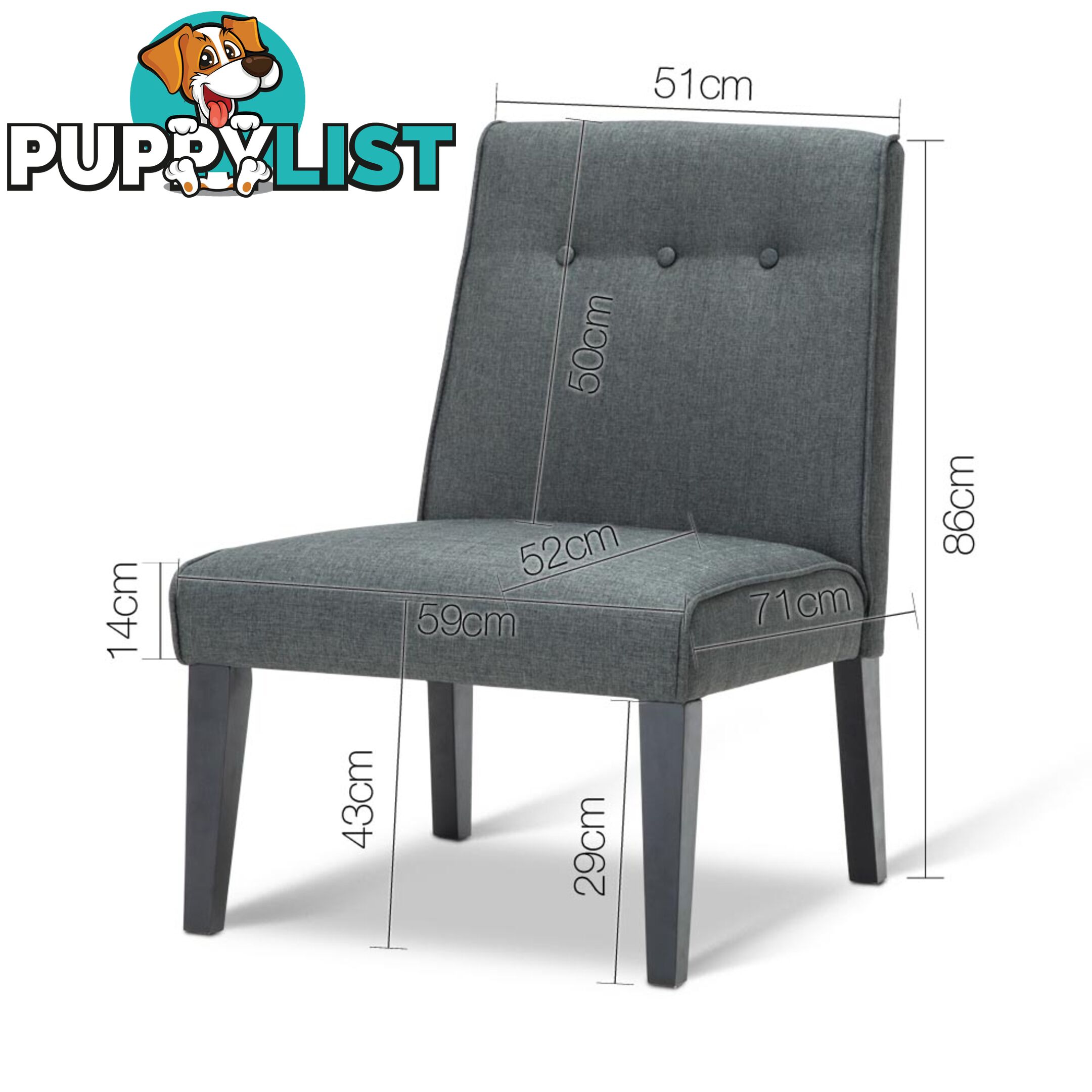 Fabric Dining Lounge Chair - Grey