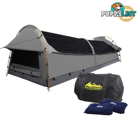 Double Camping Canvas Swag Tent Grey w/ Air Pillow