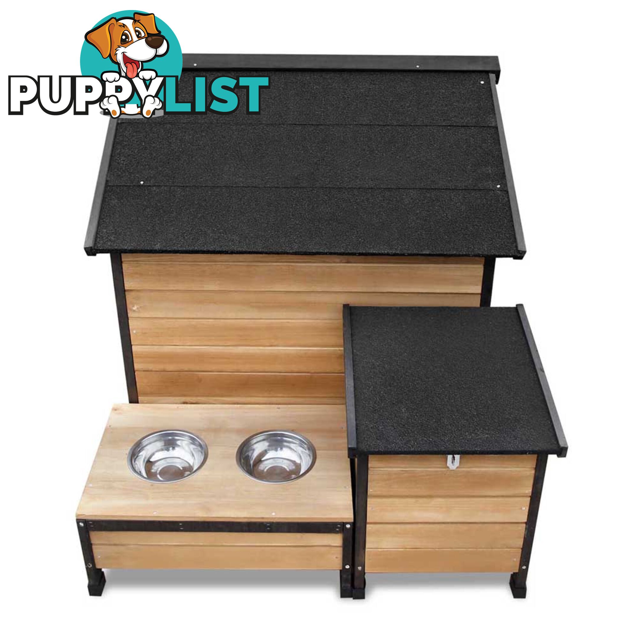 Timber Dog Kennel w/ Food Bowls