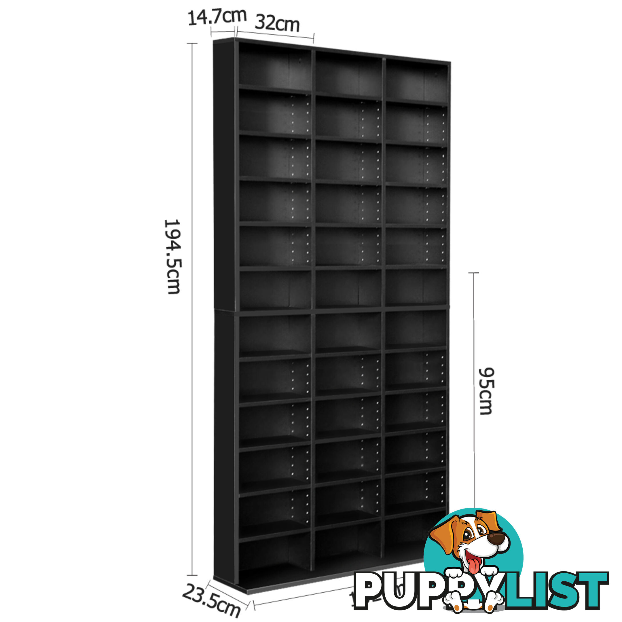 Adjustable CD DVD Book Storage Shelf Black