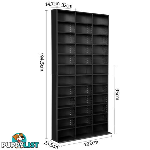 Adjustable CD DVD Book Storage Shelf Black