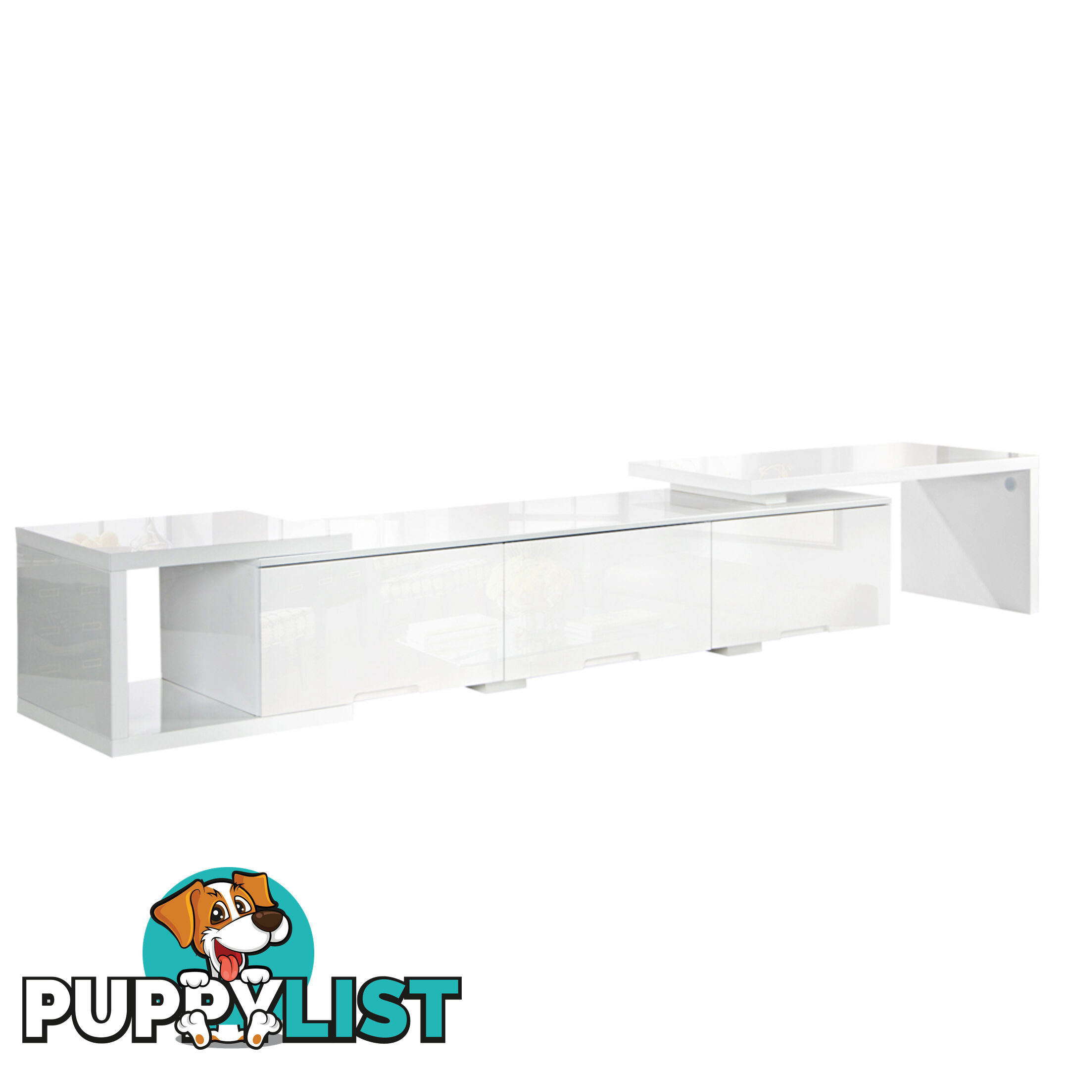 High Gloss Adjustable TV Stand Entertainment Unit 290 cm White