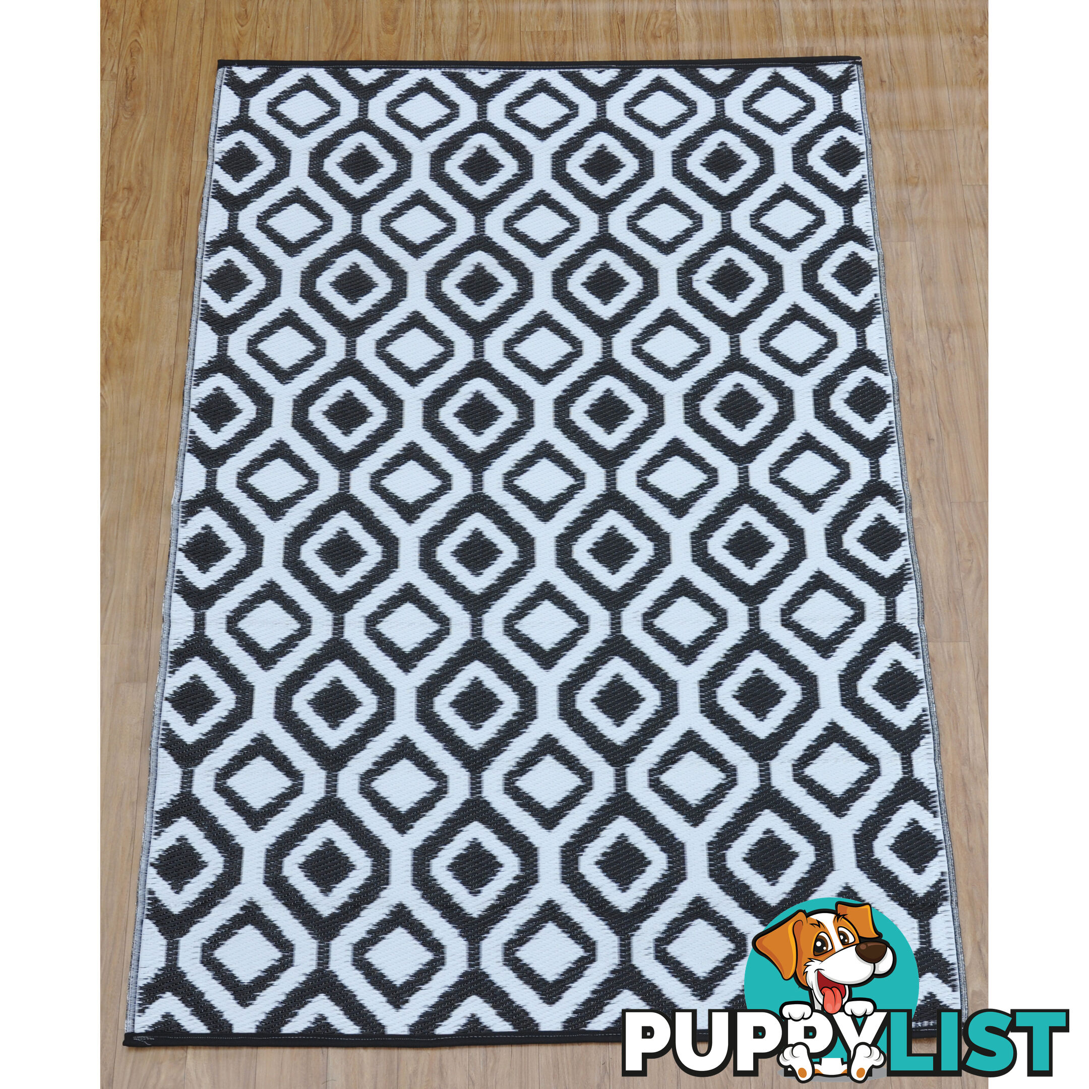 Honeycomb Reversable Rug Balck & White 120x180cm