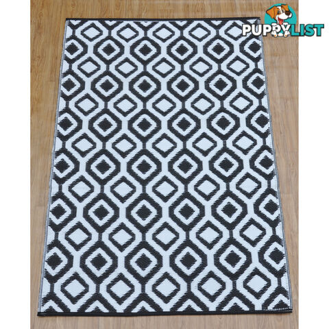 Honeycomb Reversable Rug Balck & White 120x180cm