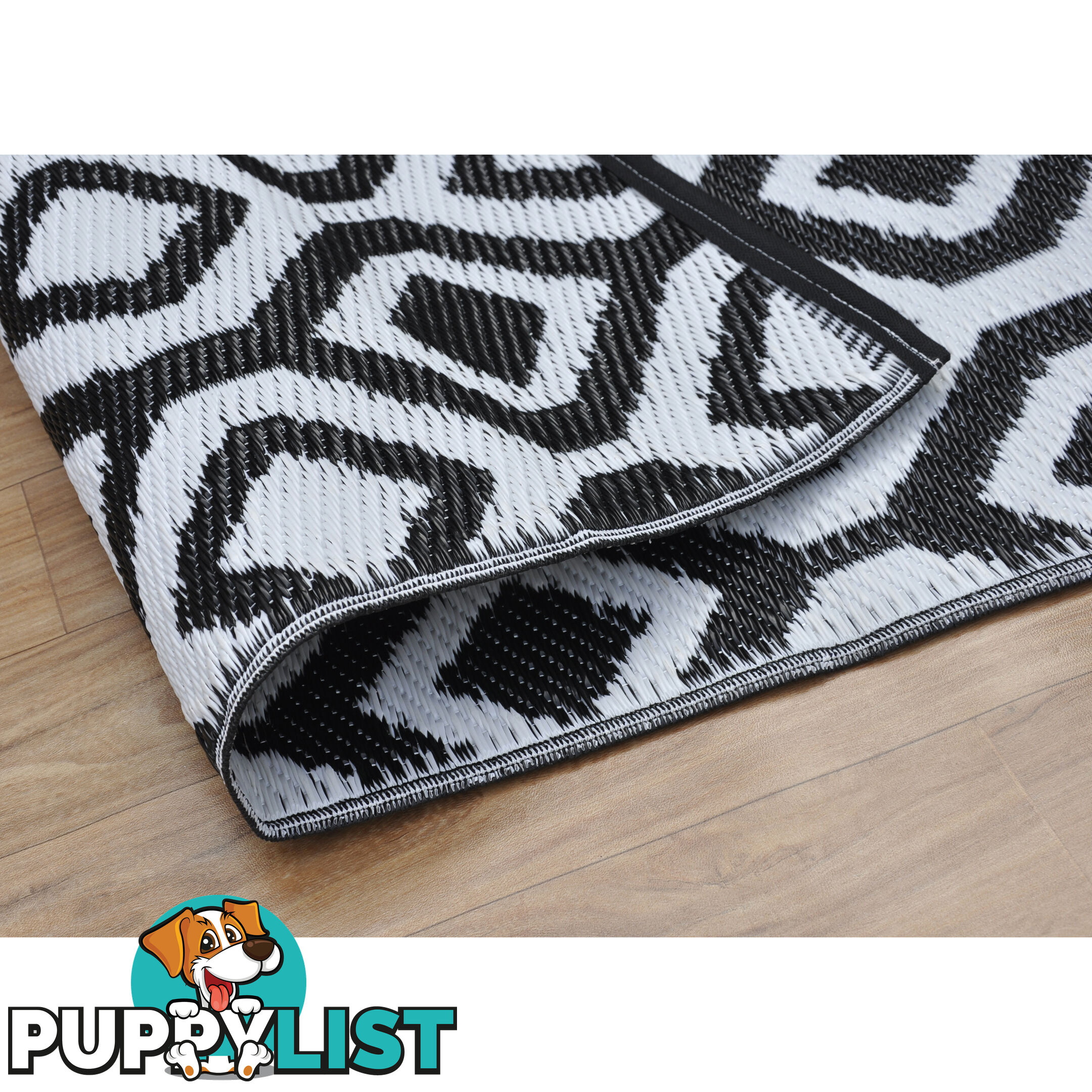 Honeycomb Reversable Rug Balck & White 120x180cm