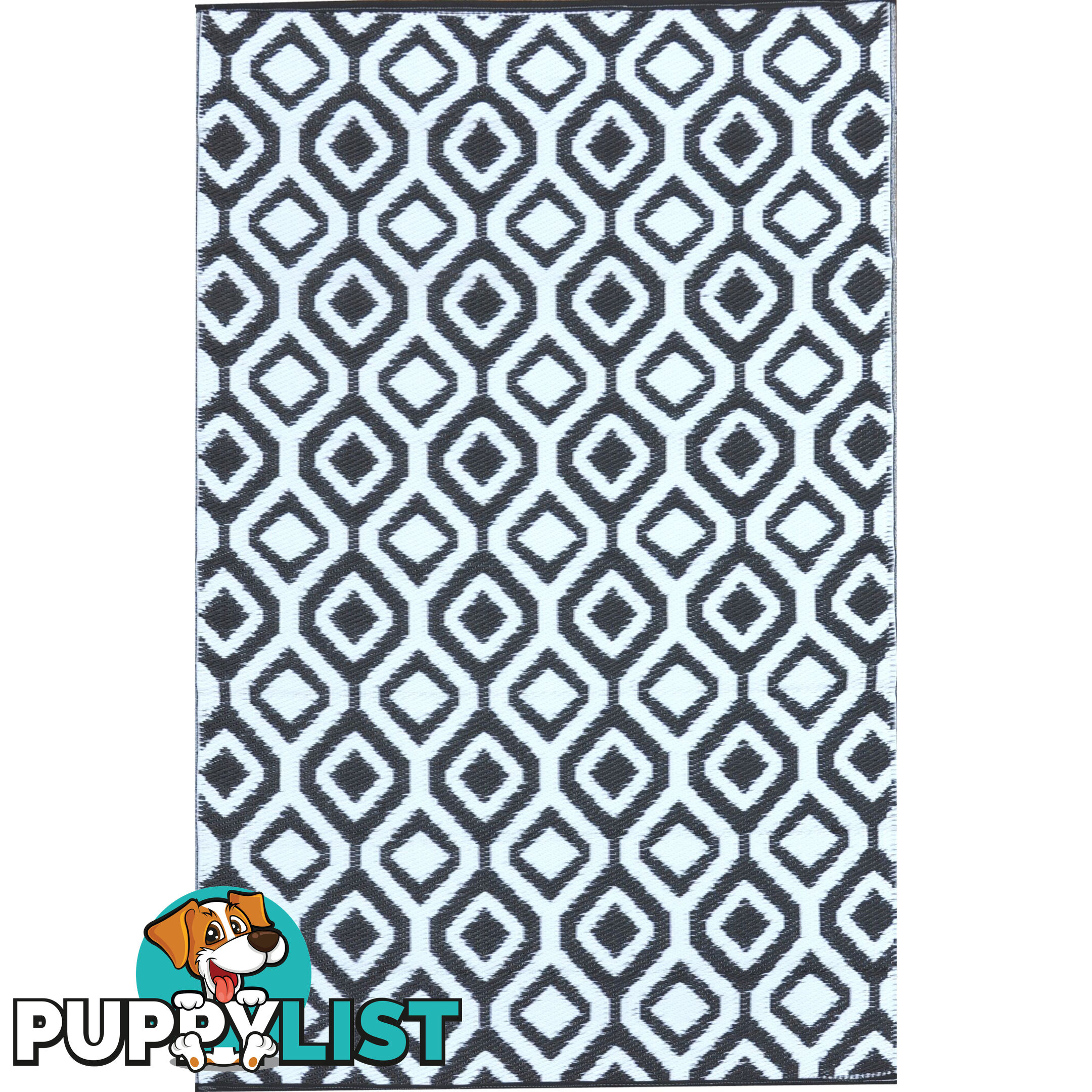 Honeycomb Reversable Rug Balck & White 120x180cm