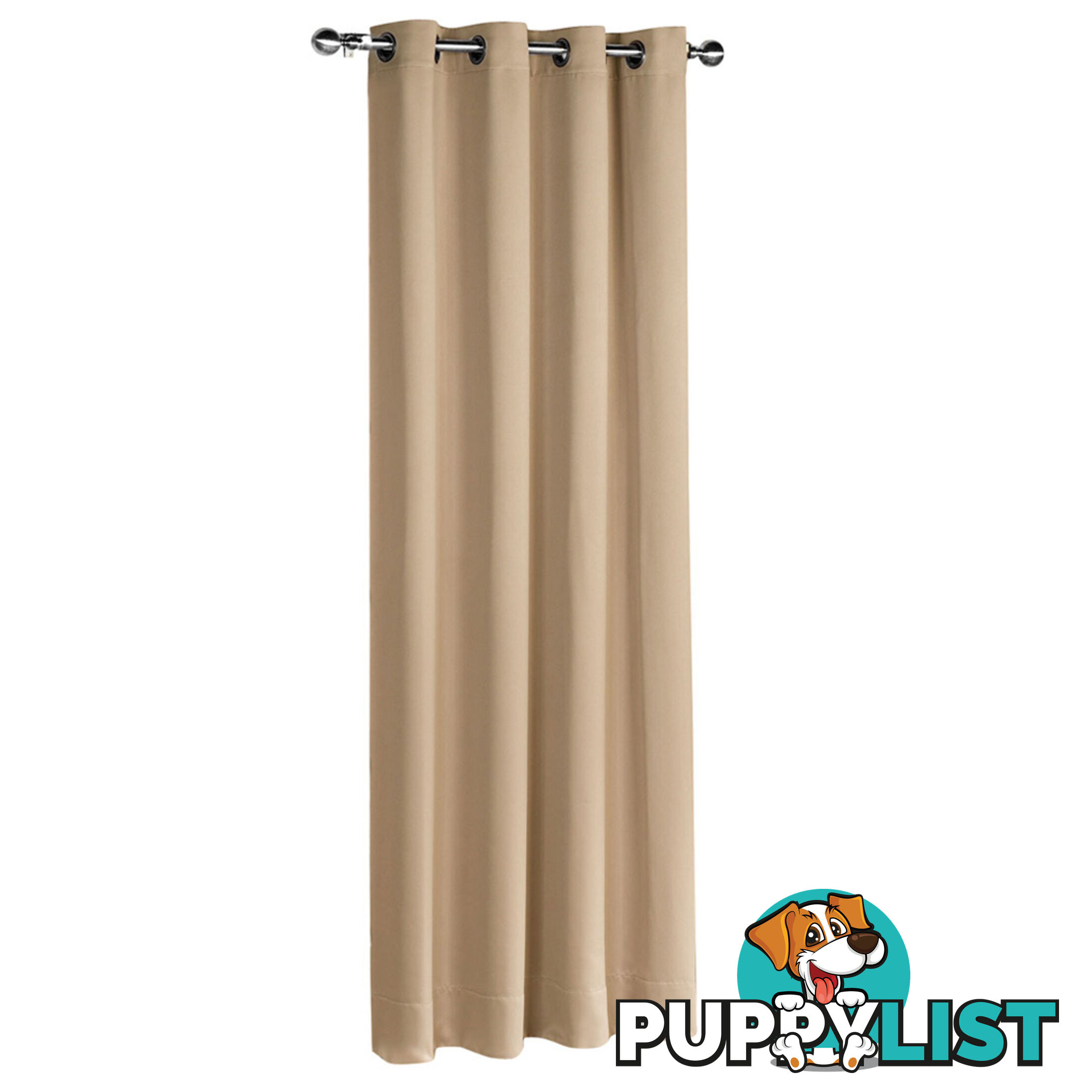 ArtQueen 3 Pass Eyelet Blockout Curtain Latte 240cm