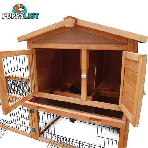 Double Storey Pet Hutch with Under Run Green