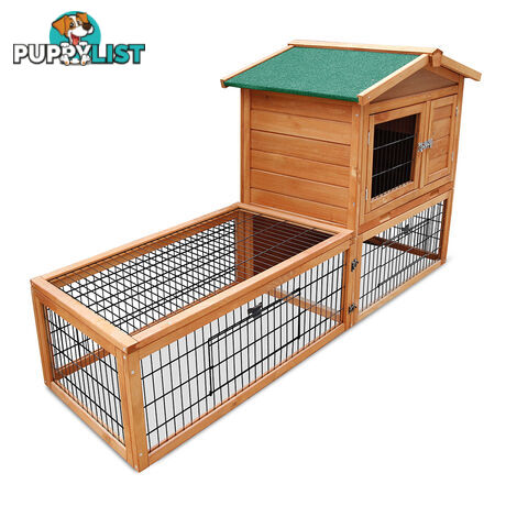 Double Storey Pet Hutch with Under Run Green