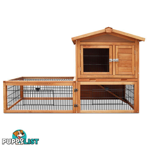 Double Storey Pet Hutch with Under Run Green