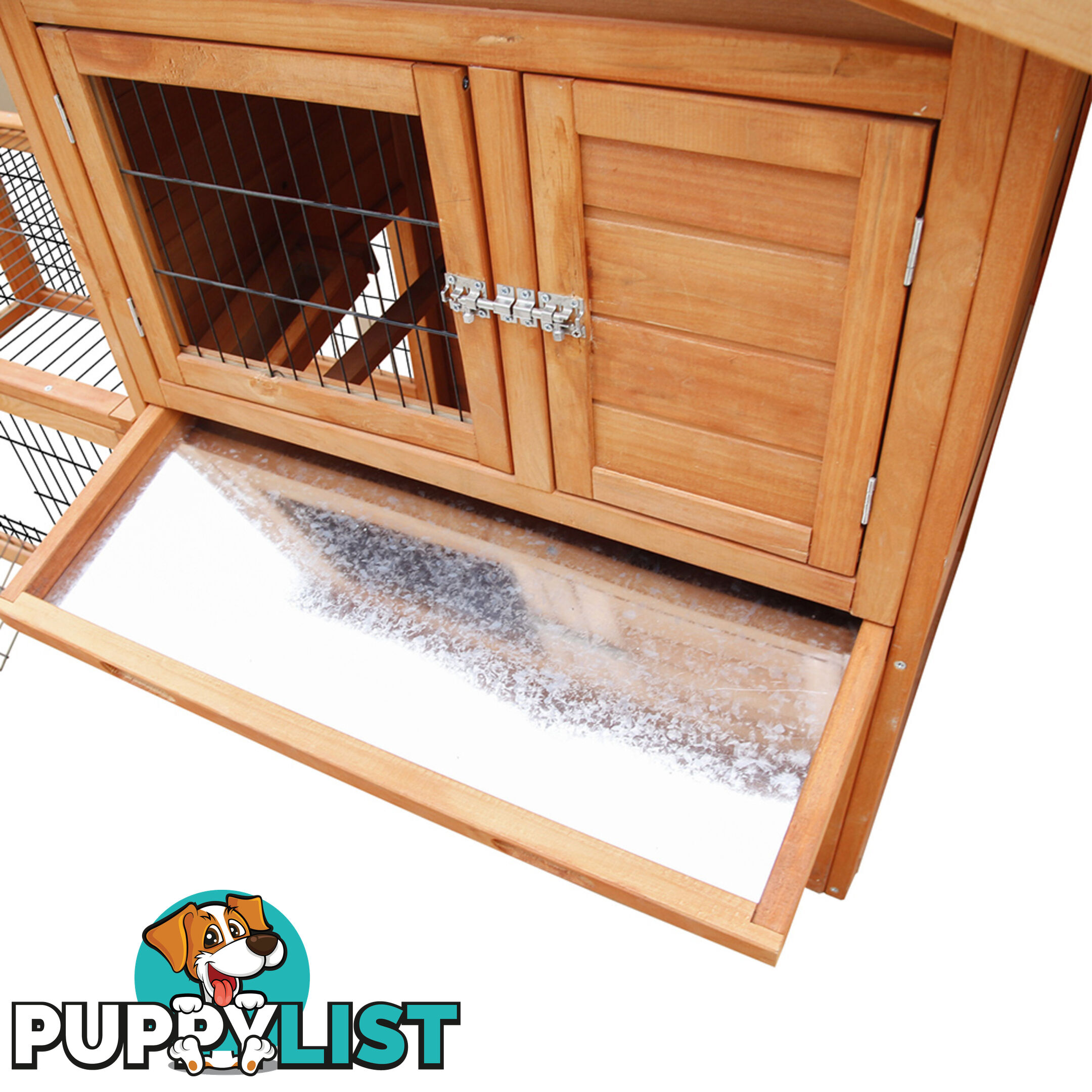 Double Storey Pet Hutch with Under Run Green