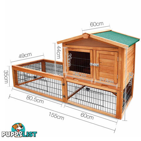 Double Storey Pet Hutch with Under Run Green