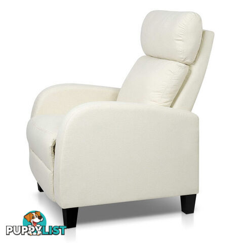 Linen Fabric Armchair Recliner - Beige