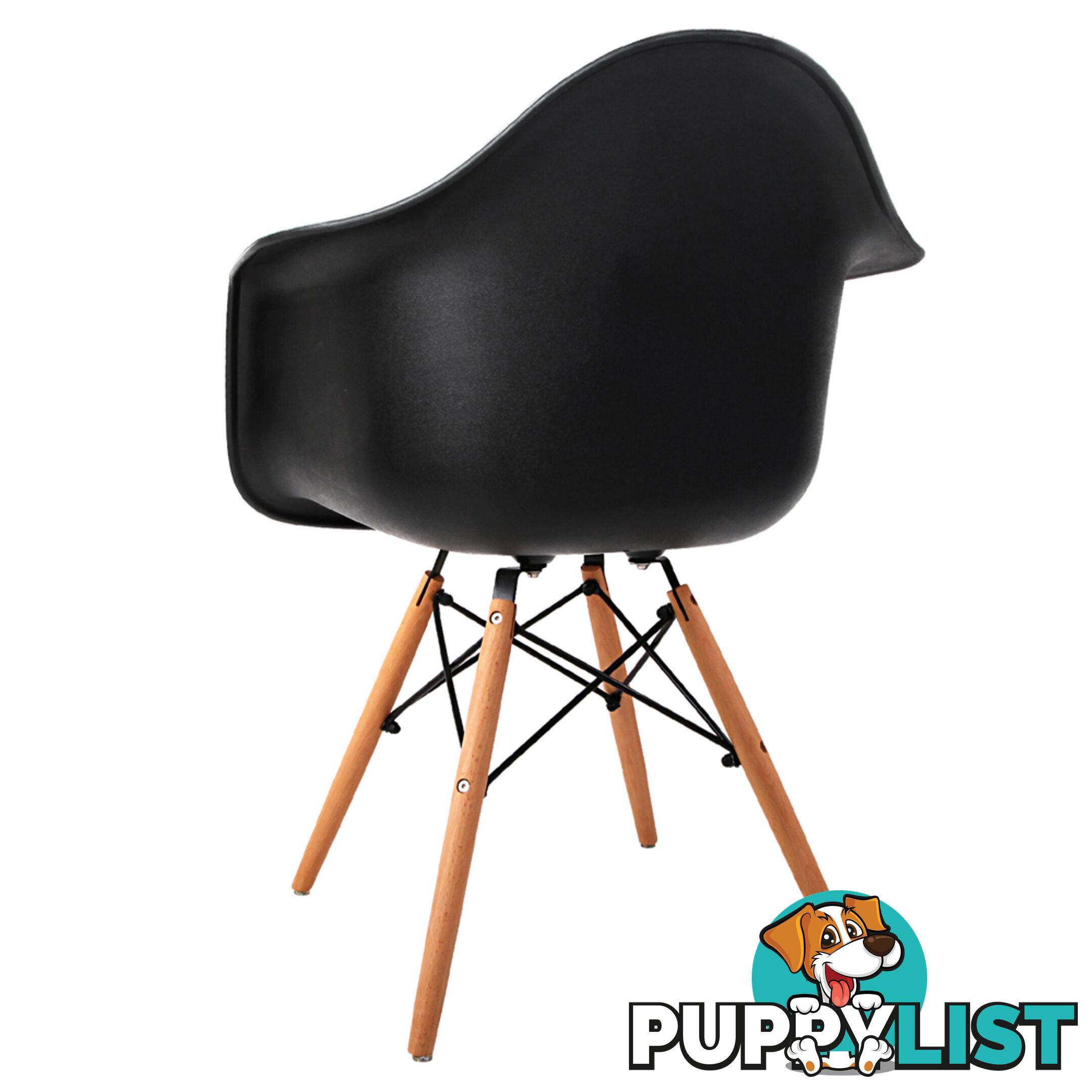 Set of 2 Replica Eames Cafe Chairs Beech Black