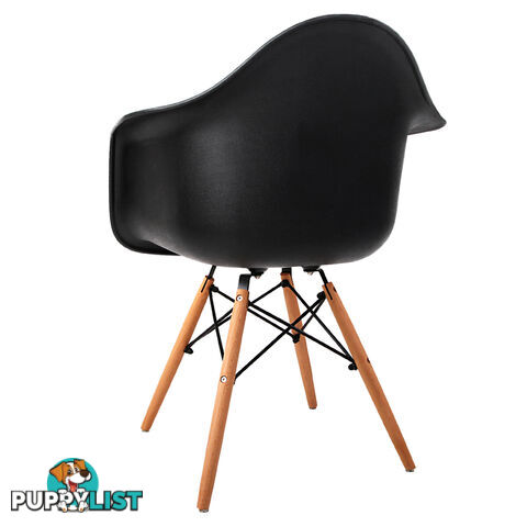 Set of 2 Replica Eames Cafe Chairs Beech Black