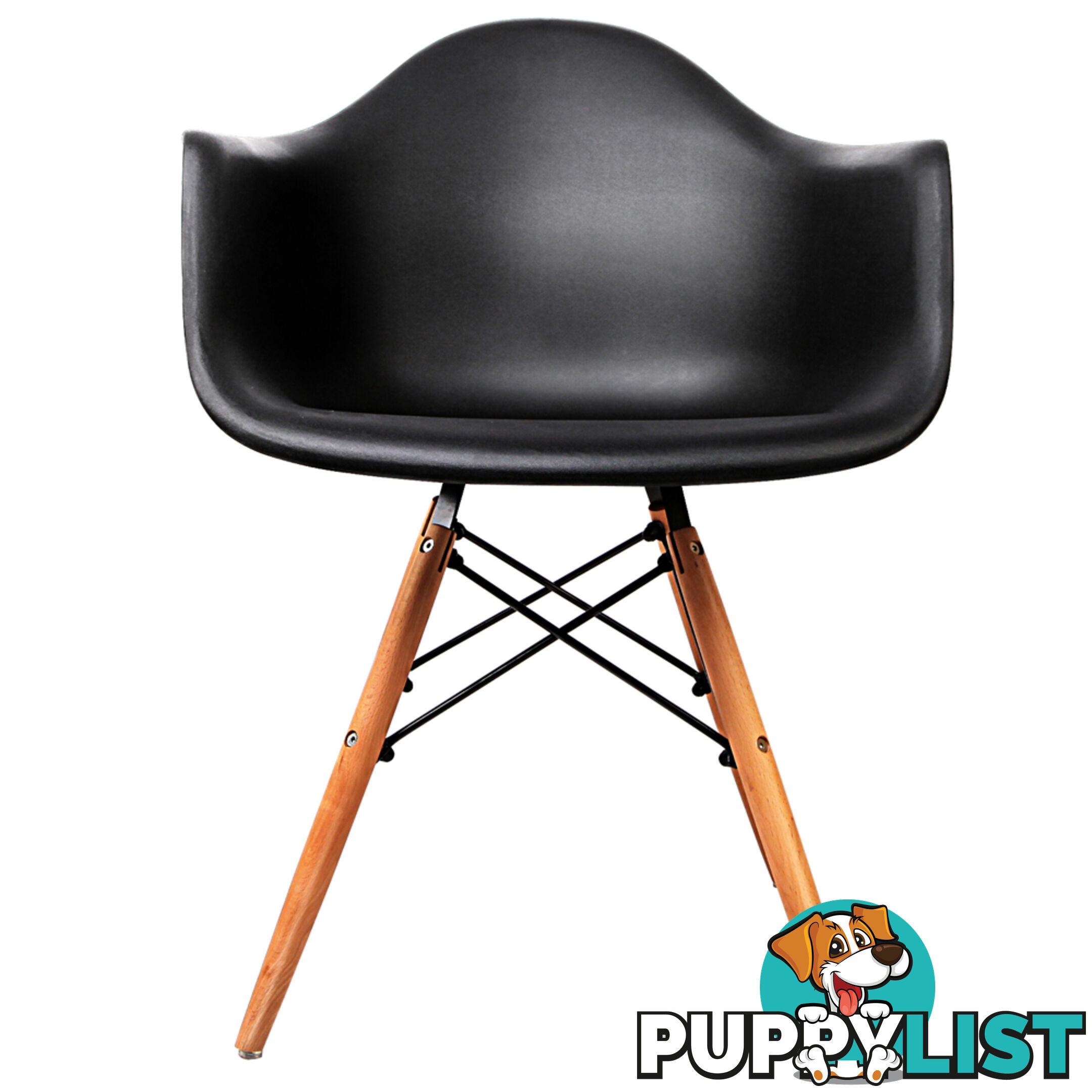 Set of 2 Replica Eames Cafe Chairs Beech Black