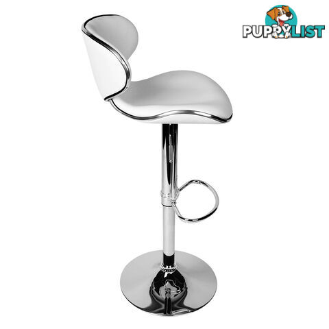 Set of 2 PU Leather Kitchen Bar Stool White