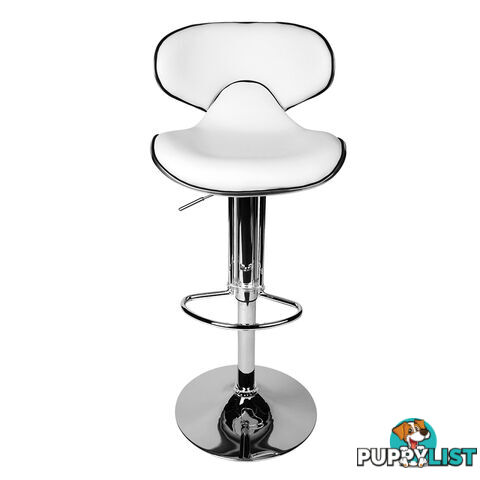 Set of 2 PU Leather Kitchen Bar Stool White