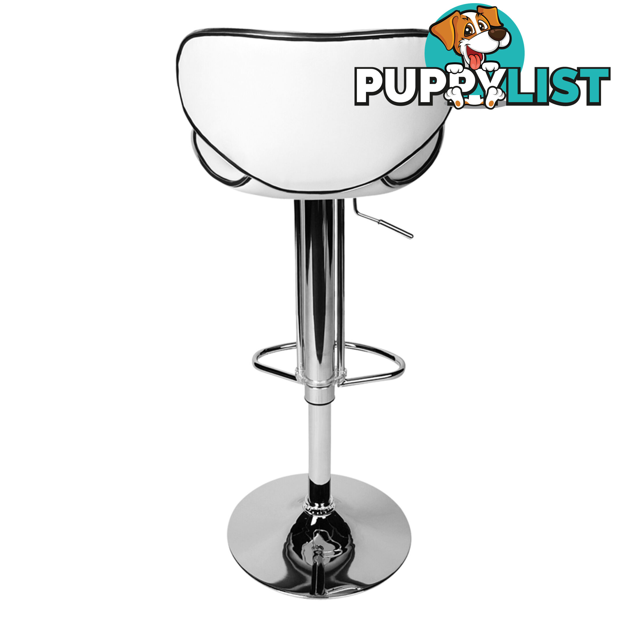 Set of 2 PU Leather Kitchen Bar Stool White