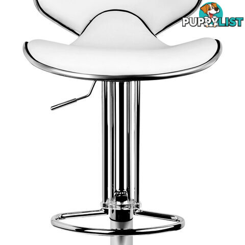 Set of 2 PU Leather Kitchen Bar Stool White