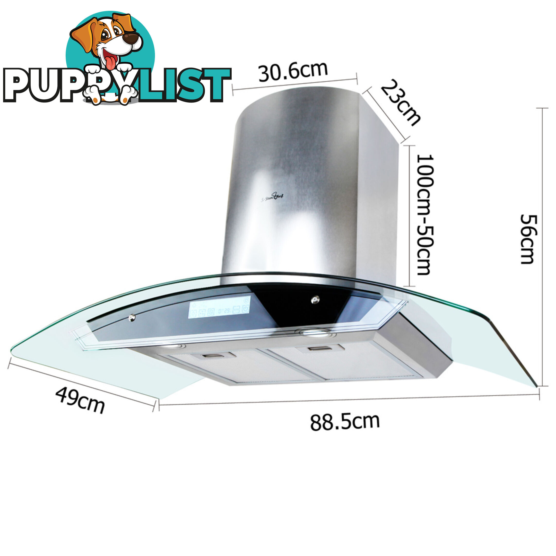 5 Star Chef 4 Fan Speed Rangehood 90cm