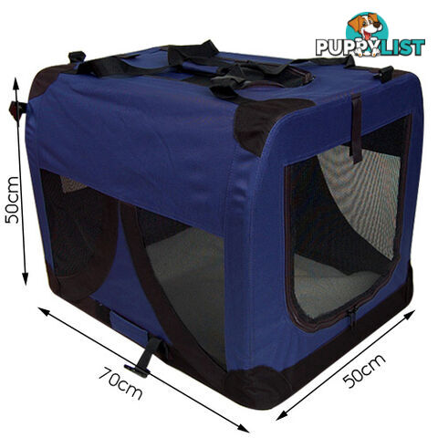 Large Portable Soft Pet Dog Crate Cage Kennel Blue