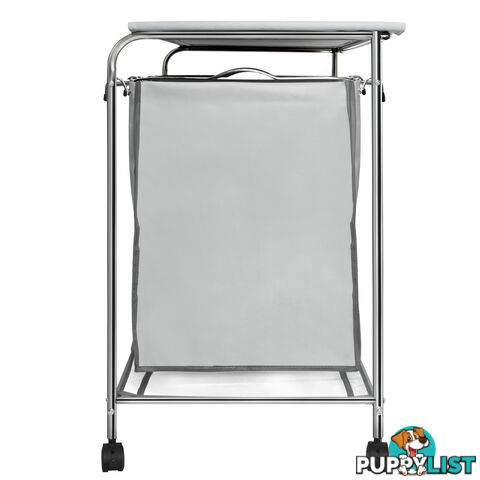 3 Compartment Laundry Cart Basket Trolley w/ Iron Board