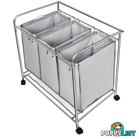 3 Compartment Laundry Cart Basket Trolley w/ Iron Board