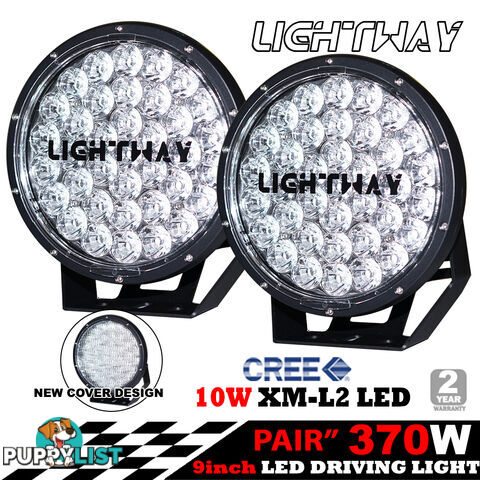 Pair 9inch 370w Cree LED Driving Light Black Spotlight Offroad HID 4x4 ATV