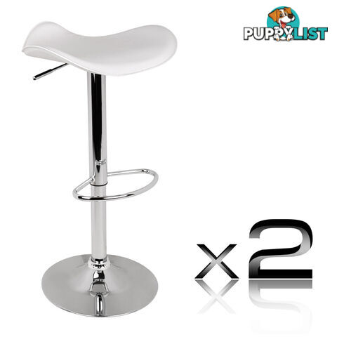 Set of 2 PVC Leather Kitchen Bar Stool White