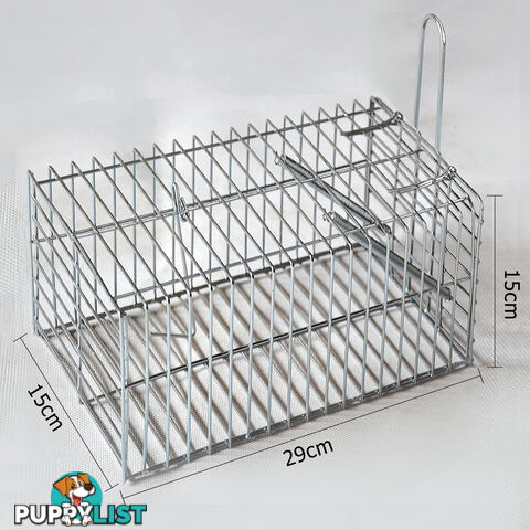 Set of 4 Humane Animal Trap Cage 29 x 15 x 15cm Silver