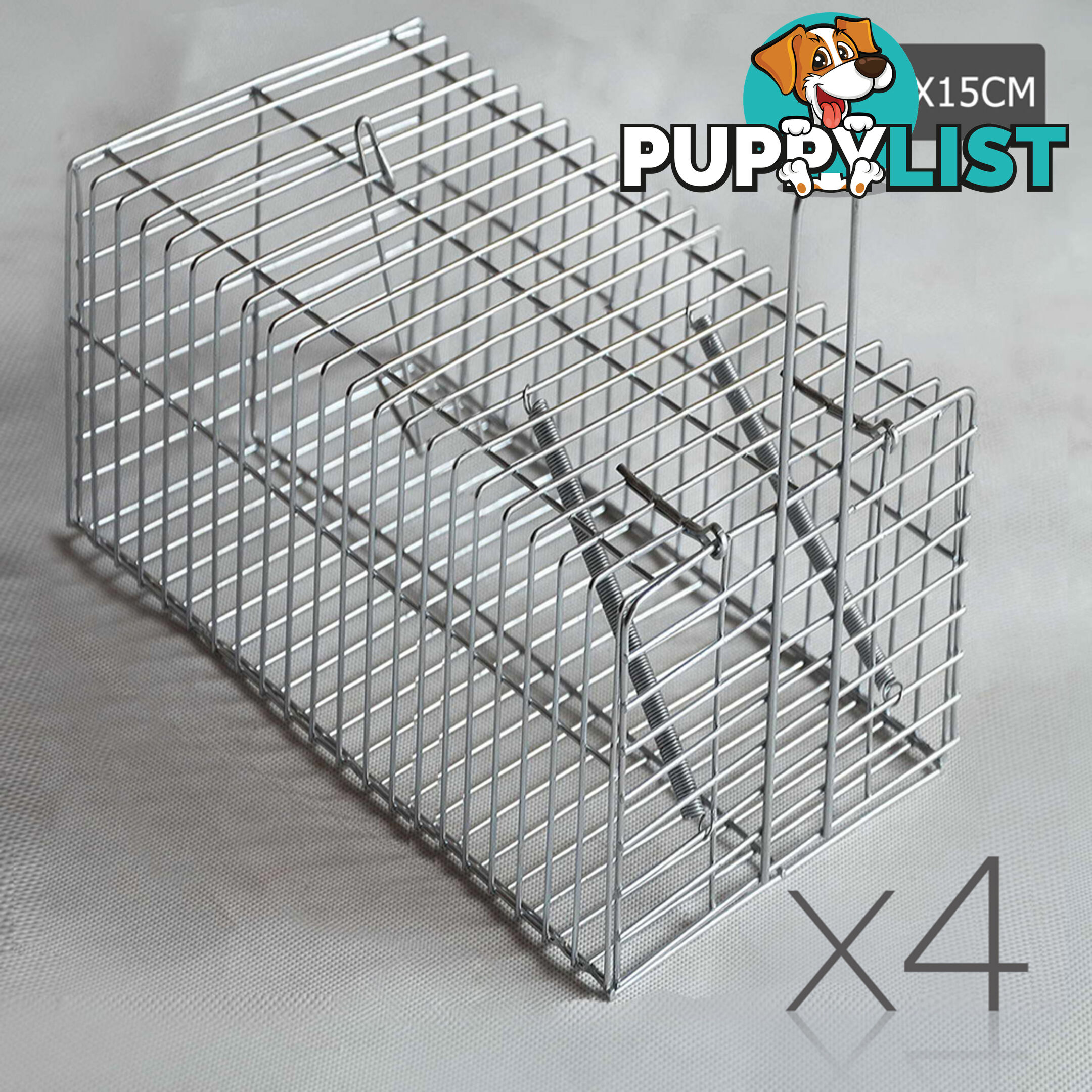 Set of 4 Humane Animal Trap Cage 29 x 15 x 15cm Silver