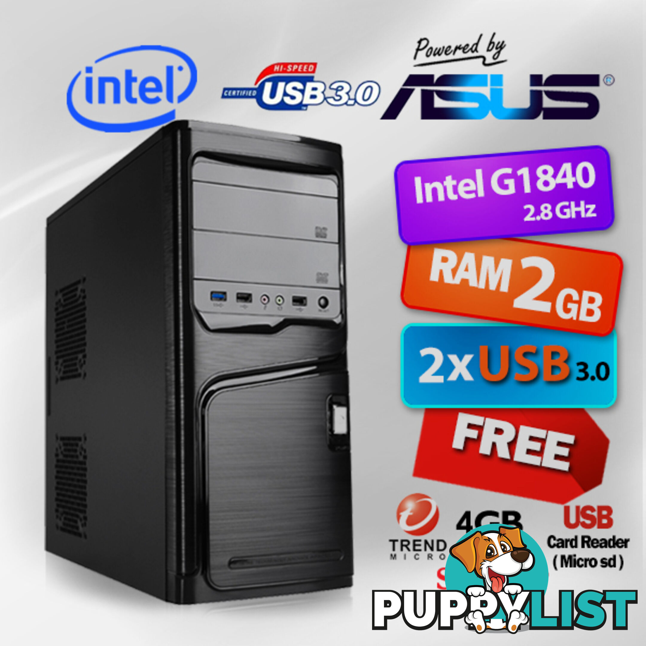 Powerd By ASUS PC Celeron G1840 Dual Core / 2GB RAM