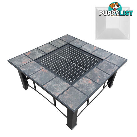 Outdoor Fire Pit BBQ Table Grill Fireplace Ice Bucket w/ Table Lid