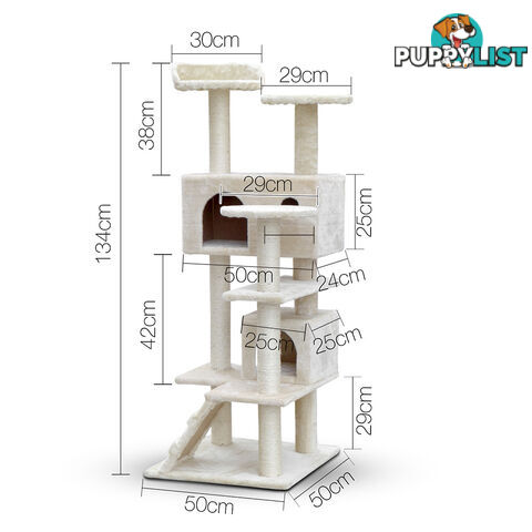 Cat Scratching Post  Tree House Condo 134cm Beige