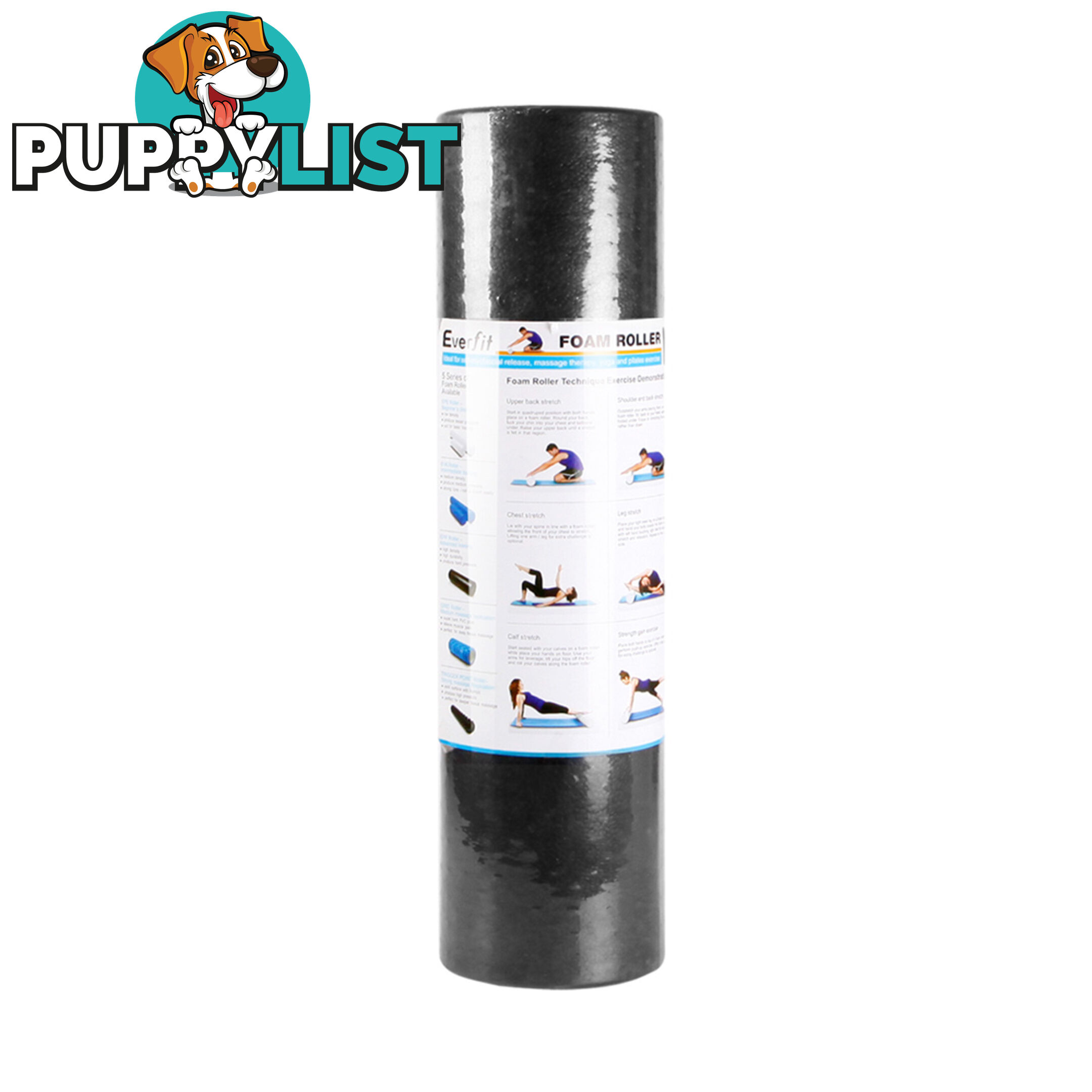 Yoga Gym Pilates EPP Stick Foam Roller Black 45 x 15cm