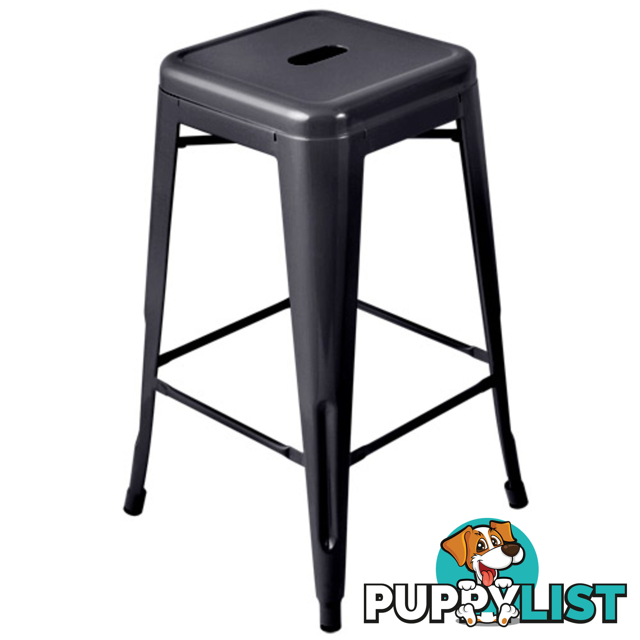 Set of 4 Replica Tolix Kitchen Bar Stool 66cm Black