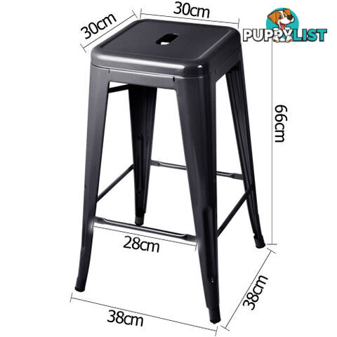 Set of 4 Replica Tolix Kitchen Bar Stool 66cm Black